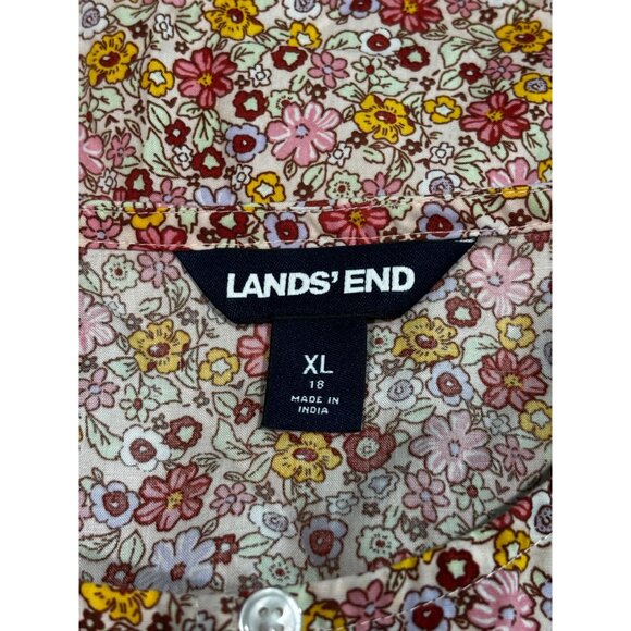 Lands End Womens Floral Print Cotton Blouse XL 18 - Picture 4 of 12